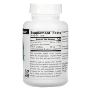 Source Naturals Pantothenic Acid 100 mg 250 Tablets 021078005100