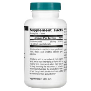 Source Naturals Pantothenic Acid 250 mg 250 Tablets 021078005124