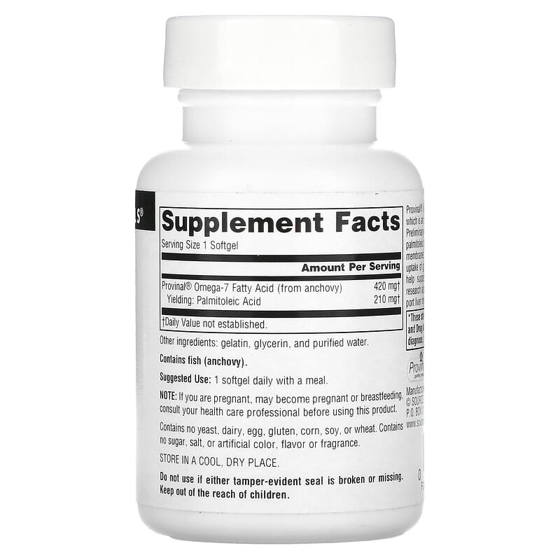 Source Naturals Provinal Omega-7 30 Softgels 8 Thành phần vi chất Source Naturals Provinal Omega-7 30 viên 021078025504