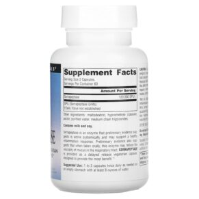 Source Naturals Serrapeptase 120 Capsules 021078019503