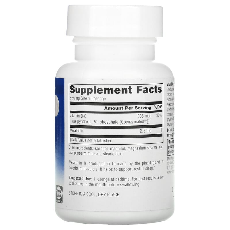 Source Naturals Sleep Science Melatonin Peppermint 2.5 mg 60 Lozenges 8 Thành phần vi chất Source Naturals Sleep Science Melatonin Peppermint 2.5 mg 60 viên 021078000846