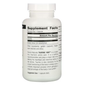 Source Naturals Taurine 1000 1.000 mg 120 Capsules 021078020684