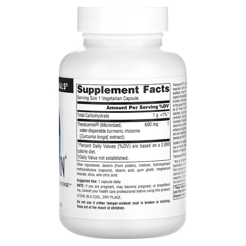 Source Naturals Theracurmin 600 mg 60 Vegetarian Capsules 8 Thành phần vi chất Source Naturals Theracurmin 600 mg 60 viên 021078026501
