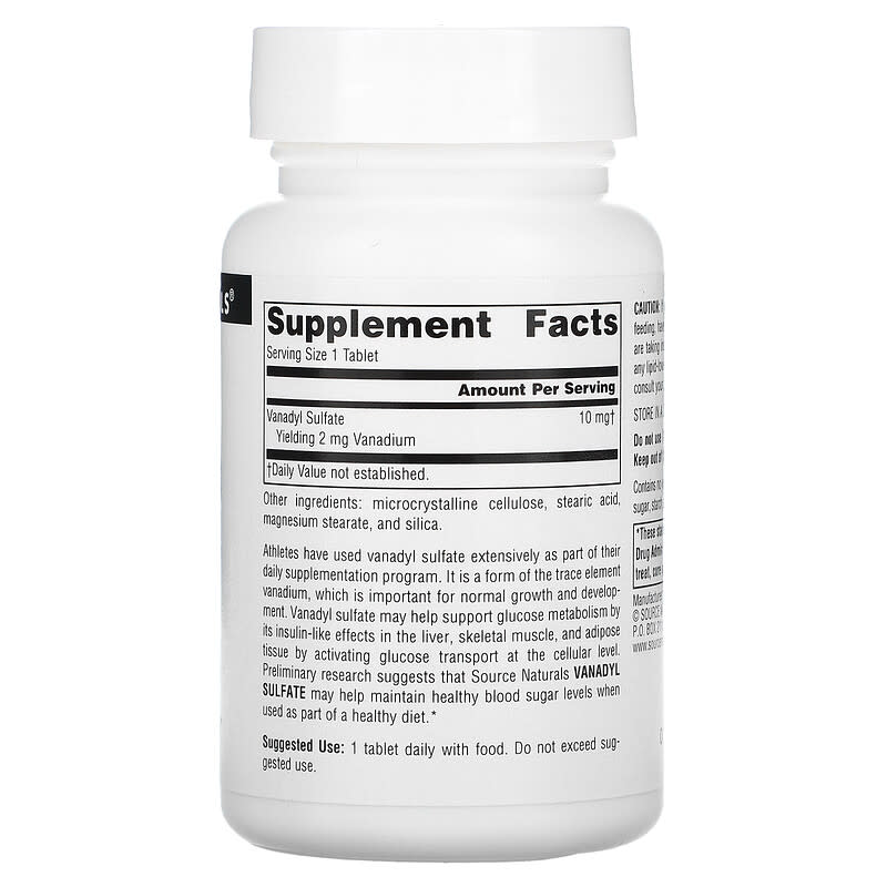 Source Naturals Vanadyl Sulfate 10 mg 100 Tablets 8 Thành phần vi chất Source Naturals Vanadyl Sulfate 10 mg 100 viên 021078017479
