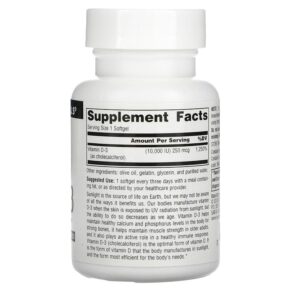 Source Naturals Vitamin D-3 10.000 IU (250 mcg) 120 Softgels 021078027928