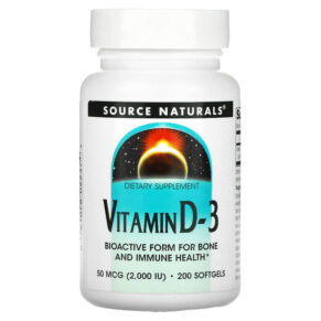 Source Naturals Vitamin D-3 50 mcg (2.000 IU) 200 viên 021078022374