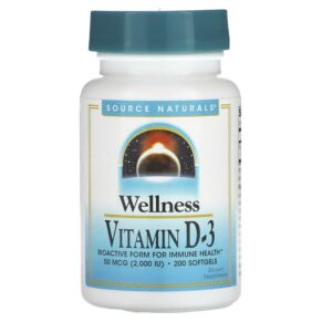 Source Naturals Wellness Vitamin D-3 50 mcg (2.000 IU) 200 viên 021078023739