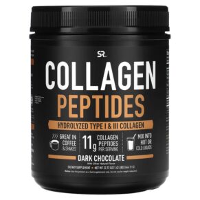 Sports Research Collagen Peptides Hydrolyzed Type I & III Collagen Dark Chocolate 1.42 lbs (644.11 g) 023249010975