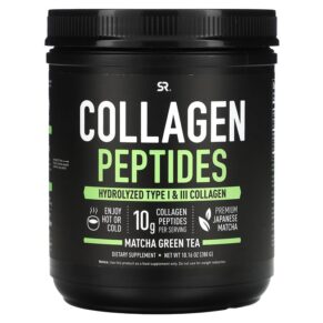 Sports Research Collagen Peptides Hydrolyzed Type I & III Collagen Matcha Green Tea 10.16 oz (288 g) 023249011712