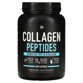 Sports Research Collagen Peptides Hydrolyzed Type I & III Collagen Unflavored 32 oz (907 g) 023249011781