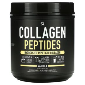 Sports Research Collagen Peptides Hydrolyzed Type I & III Collagen Vanilla 16.85 oz (477.65 g) 023249010296