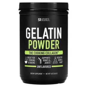 Sports Research Gelatin Powder Unflavored 16 oz (454 g) 023249010821