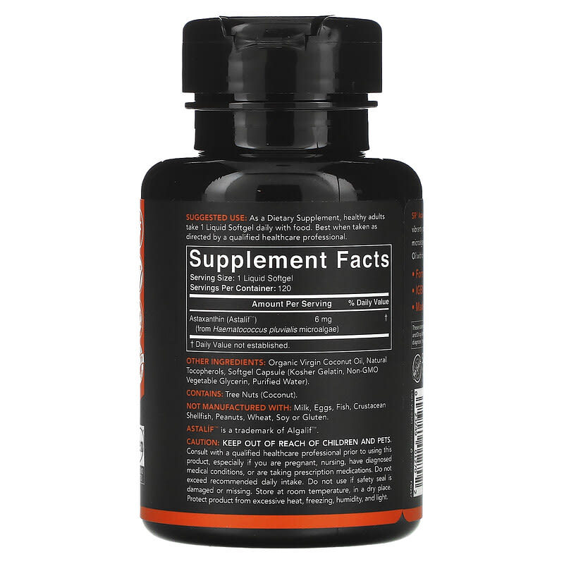 Sports Research Icelandic Astaxanthin 6 mg 120 Softgels 8 Thành phần vi chất Sports Research Icelandic Astaxanthin 6 mg 120 viên 023249012702
