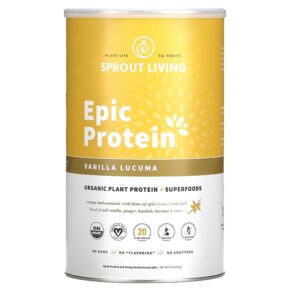 Sprout Living Epic Protein Organic Plant Protein + Superfoods Vanilla Lucuma 2 lb (912 g) 852457007657