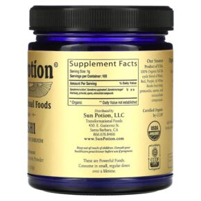 Sun Potion Organic Reishi Queen Healer Mushroom 3.5 oz (100 g) 850001146197
