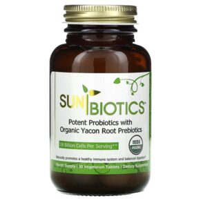 Sunbiotics Potent Probiotics + Organic Yacon Root Prebiotics 30 viên 850020805136