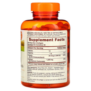 Sundown Naturals Calcium Plus Vitamin D3 600 mg 170 Softgels 030768134389