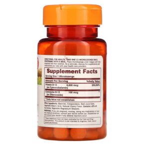 Sundown Naturals Dissolvable B12 Cherry Flavored 6.000 mcg 60 Microlozenges 030768185657