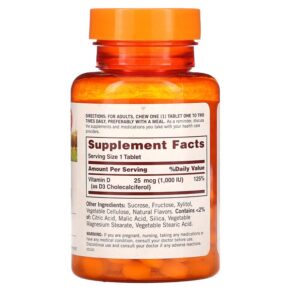 Sundown Naturals Chewable Vitamin D3 Strawberry-Banana 25 mg (1.000 IU) 120 ChewableTablets 3 Sundown Naturals Chewable Vitamin D3 Strawberry-Banana 25 mg (1.000 IU) 120 ChewableTablets 030768503567