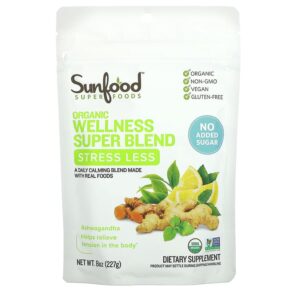 Sunfood Organic Wellness Super Blend Stress Less 8 oz (227 g) 803813102912