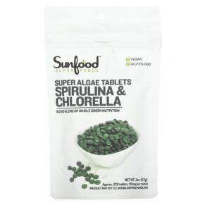 Sunfood Spirulina & Chlorella Super Algae 250 mg Approx. 228 2 oz (57 g) 803813100758