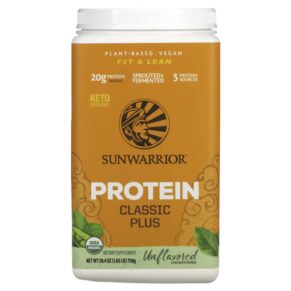 Sunwarrior Classic Plus Protein Plant Based Unflavored 1.65 lb (750 g) 814784024196
