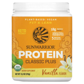 Sunwarrior Classic Plus Protein Plant Based Vanilla 13.2 oz (375 g) 814784024202