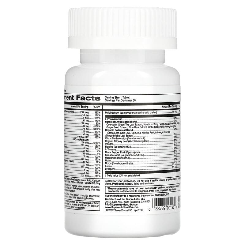 Super Nutrition SimplyOne Men’s 50+ Multivitamin with Supporting Herbs 30 Tablets 2 Super Nutrition SimplyOne Men’s 50+ Multivitamin with Supporting Herbs 30 Tablets 033739001956
