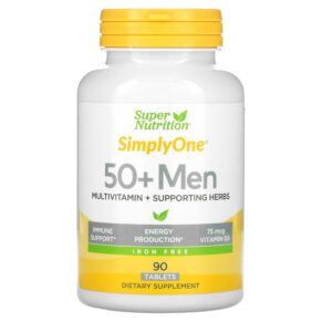 Super Nutrition SimplyOne Men's 50+ Multivitamin + Supporting Herbs Iron Free 90 viên 033739001987
