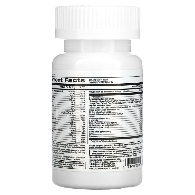 Super Nutrition SimplyOne Women’s 50+ Triple Power Multivitamins 30 Tablets 2 Super Nutrition SimplyOne Women’s 50+ Triple Power Multivitamins 30 Tablets 033739001994