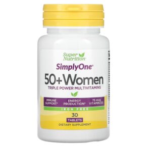Super Nutrition SimplyOne Women’s 50+ Triple Power Multivitamins Iron Free 30 viên 033739002274