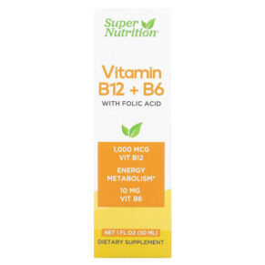 Super Nutrition Vitamin B12 + B6 + Folic Acid 1 fl oz (30 ml) 898220021994