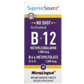 Superior Source Activated B-12 Methylcobalamin B-6 (P-5-P) & Methylfolate 60 viên 076635904709