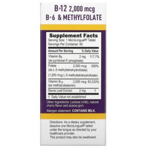 Superior Source Activated B-12 Methylcobalamin B-6 (P-5-P) & Methylfolate 60 Microlingual Instant Dissolve Tablets 3 Superior Source Activated B-12 Methylcobalamin B-6 (P-5-P) & Methylfolate 60 Microlingual Instant Dissolve Tablets 076635904754