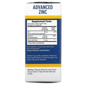 Superior Source Advanced Zinc Vitamin D3 60 MicroLingual Instant Dissolve Tablets 076635921201