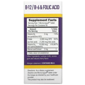 Superior Source Extra Strength B-12 B-6 & Folic Acid 60 MicroLingual Instant Dissolve Tablets 076635908103
