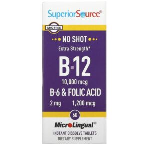 Superior Source Extra Strength B-12 B-6 & Folic Acid 60 viên 076635908103