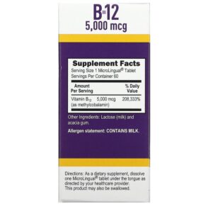 Superior Source Methylcobalamin B-12 5.000 mcg 60 MicroLingual Instant Dissolve Tablets 076635907502