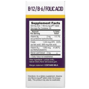 Superior Source Methylcobalamin B-12 B-6 & Folic 60 MicroLingual Instant Dissolve Tablets 076635907007