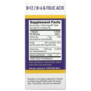 Superior Source Methylcobalamin B-12 B-6 & Folic Acid 1.000 mcg 60 MicroLingual Instant Dissolve Tablets 076635906901