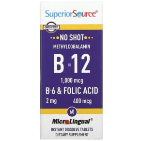 Superior Source Methylcobalamin B-12 B-6 & Folic Acid 1.000 mcg 60 viên 076635906901