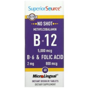 Superior Source Methylcobalamin B-12 B-6 & Folic Acid 5.000 mcg 60 viên 076635907601
