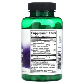 Swanson Albion Magnesium & Calcium with Vitamins D3 & K2 90 Veggie Capsules 087614028033