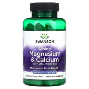 Swanson Albion Magnesium & Calcium + Vitamins D3 & K2 90 viên 087614028033