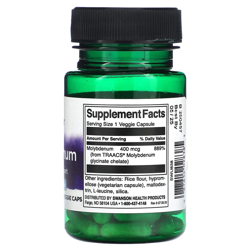 Swanson Albion Molybdenum 400 mcg 60 Veggie Caps 8 Thành phần vi chất Swanson Albion Molybdenum 400 mcg 60 viên 087614028385