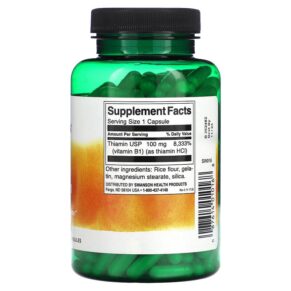 Swanson B1 Thiamin 100 mg 250 Capsules 087614010168