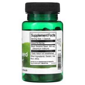 Swanson Black Sesame Seed 500 mg 60 Capsules 087614115986
