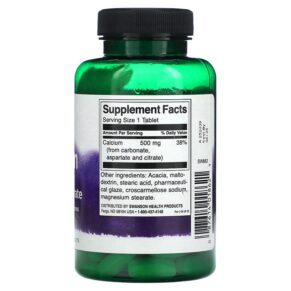 Swanson Calcium Carbonate Aspartate & Citrate 500 mg 100 Tablets 087614018621
