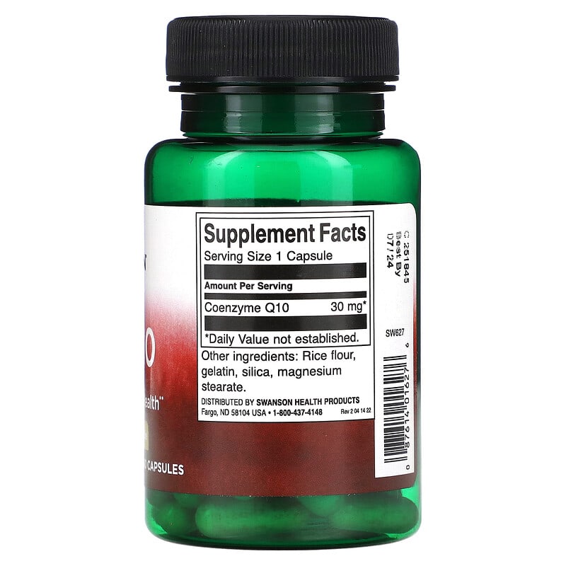 Swanson CoQ10 30 mg 60 Capsules 8 Thành phần vi chất Swanson CoQ10 30 mg 60 viên 087614016276