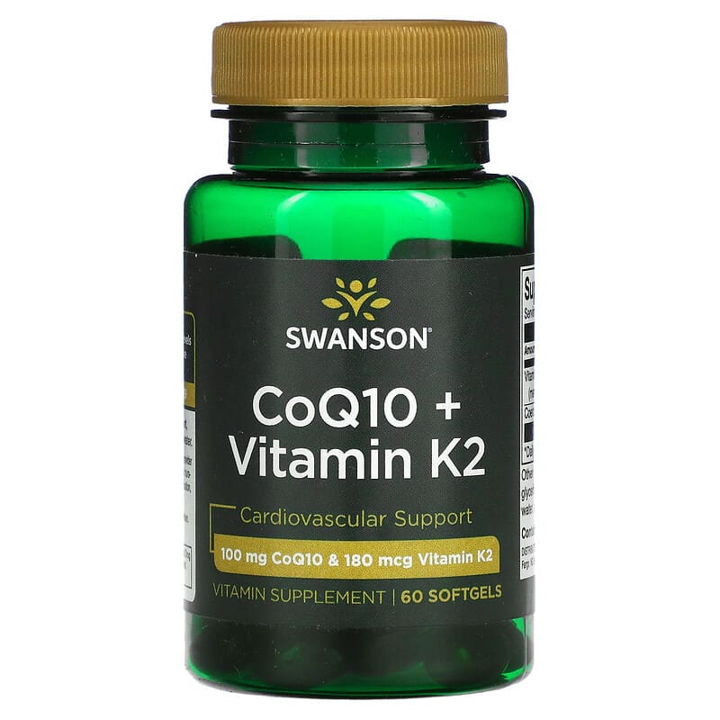 Swanson CoQ10 + Vitamin K2 60 Softgels 1 Swanson CoQ10 + Vitamin K2 60 viên 087614210698